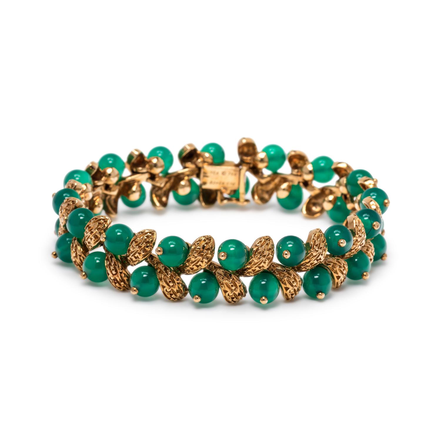 VAN CLEEF & ARPELS, YELLOW GOLD AND CHRYSOPRASE BRACELET
