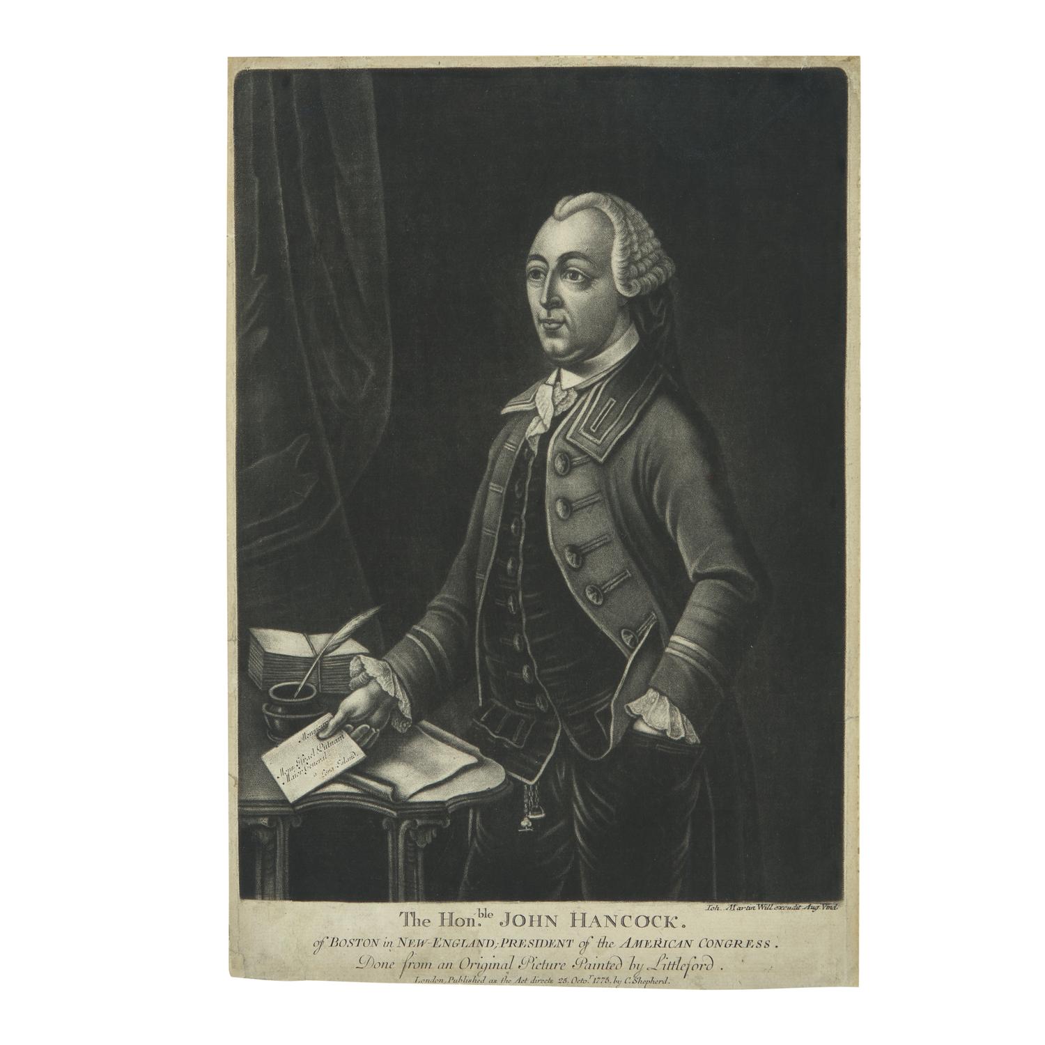 [American Revolution] Will, Johann Martin. The Honble. John Hancock. of Boston in New-England; President of the American Congress...