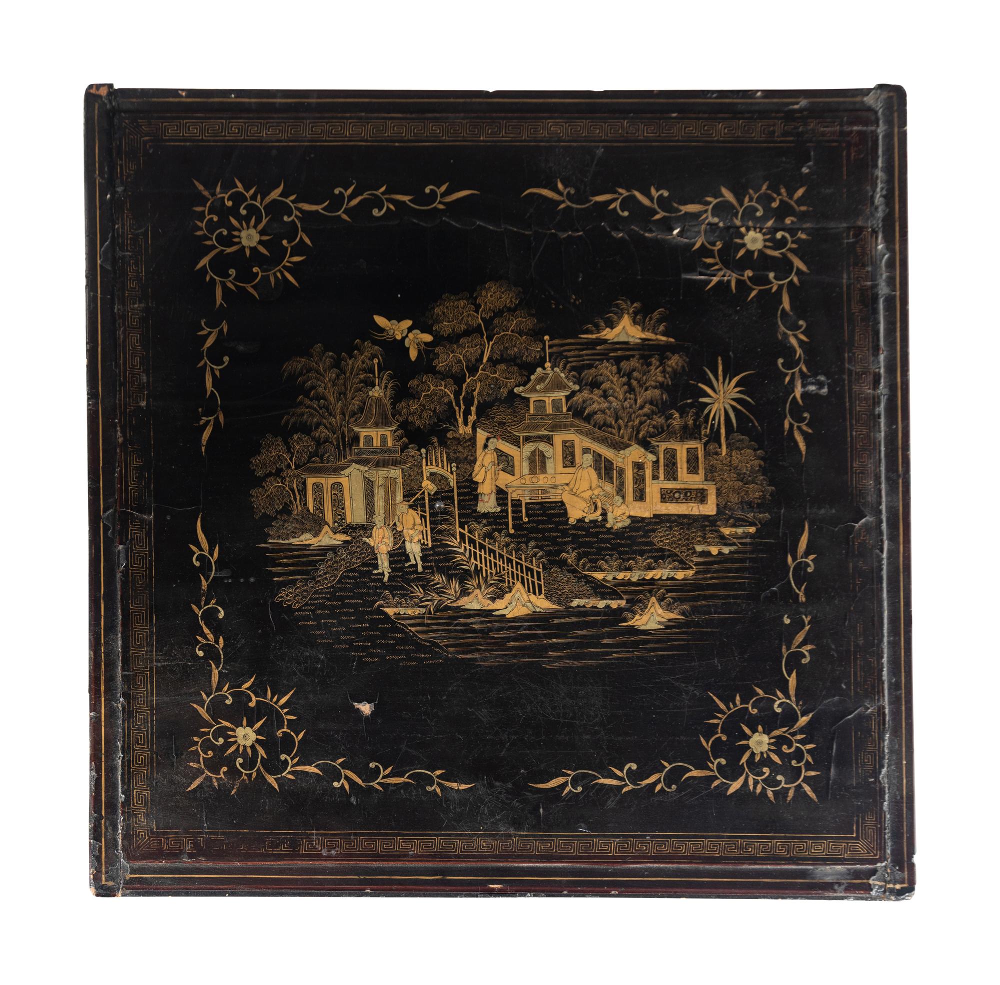 A Chinese Export Gilt and Black Lacquered Box
