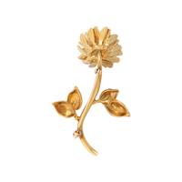 YELLOW GOLD AND DIAMOND FLOWER BROOCH