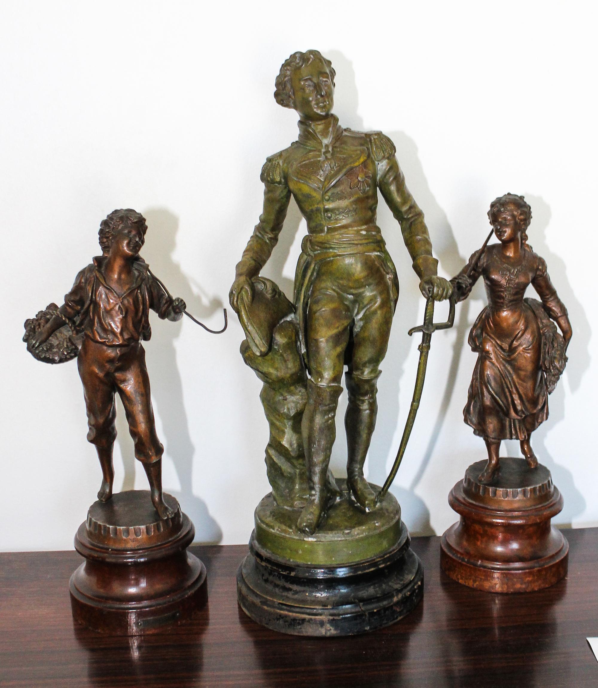 Three French Cast Metal Figures Height of tallest 17 1/2 inches. — LATE 19TH CENTURY