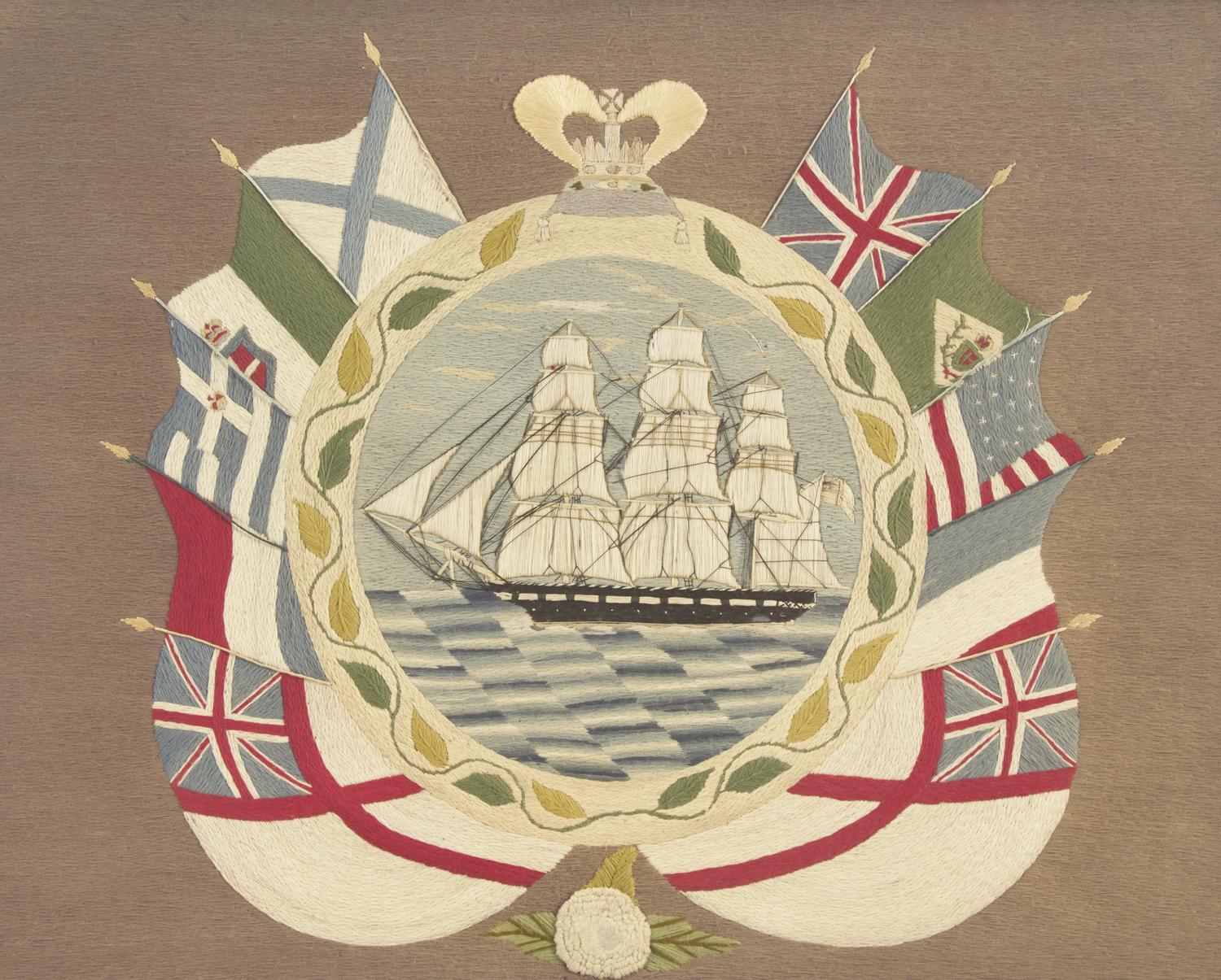 A Sailor-Made Woolwork Picture, England, Mid-19th Century