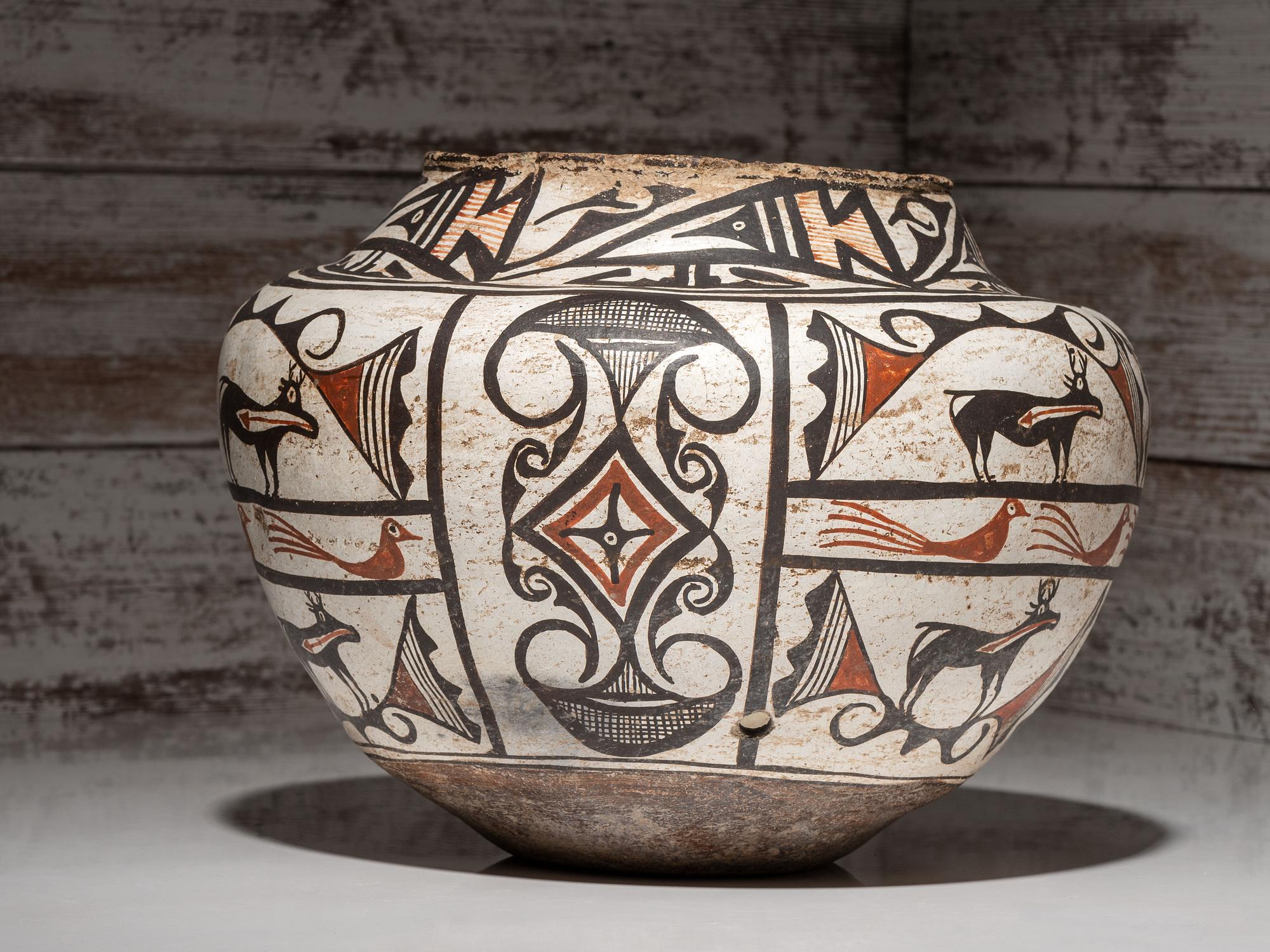 Zuni Polychrome Pottery Olla