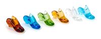 A Collection of Six Victorian Sandwich Glass Shoe-Form Thimble Holders Length 2 1/2 inches.