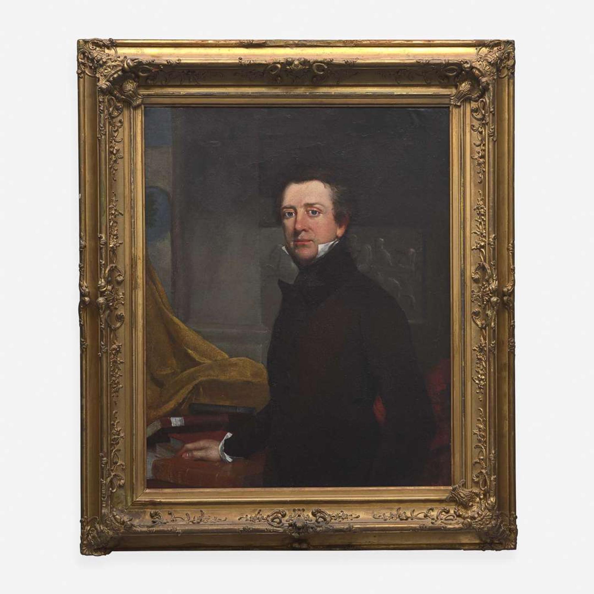 British School (19th Century) Portrait of a Scholar at His Desk, Bust-Length