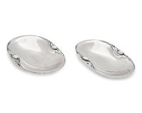 A Matched Pair of Georg Jensen Silver Blossom Pattern Dishes