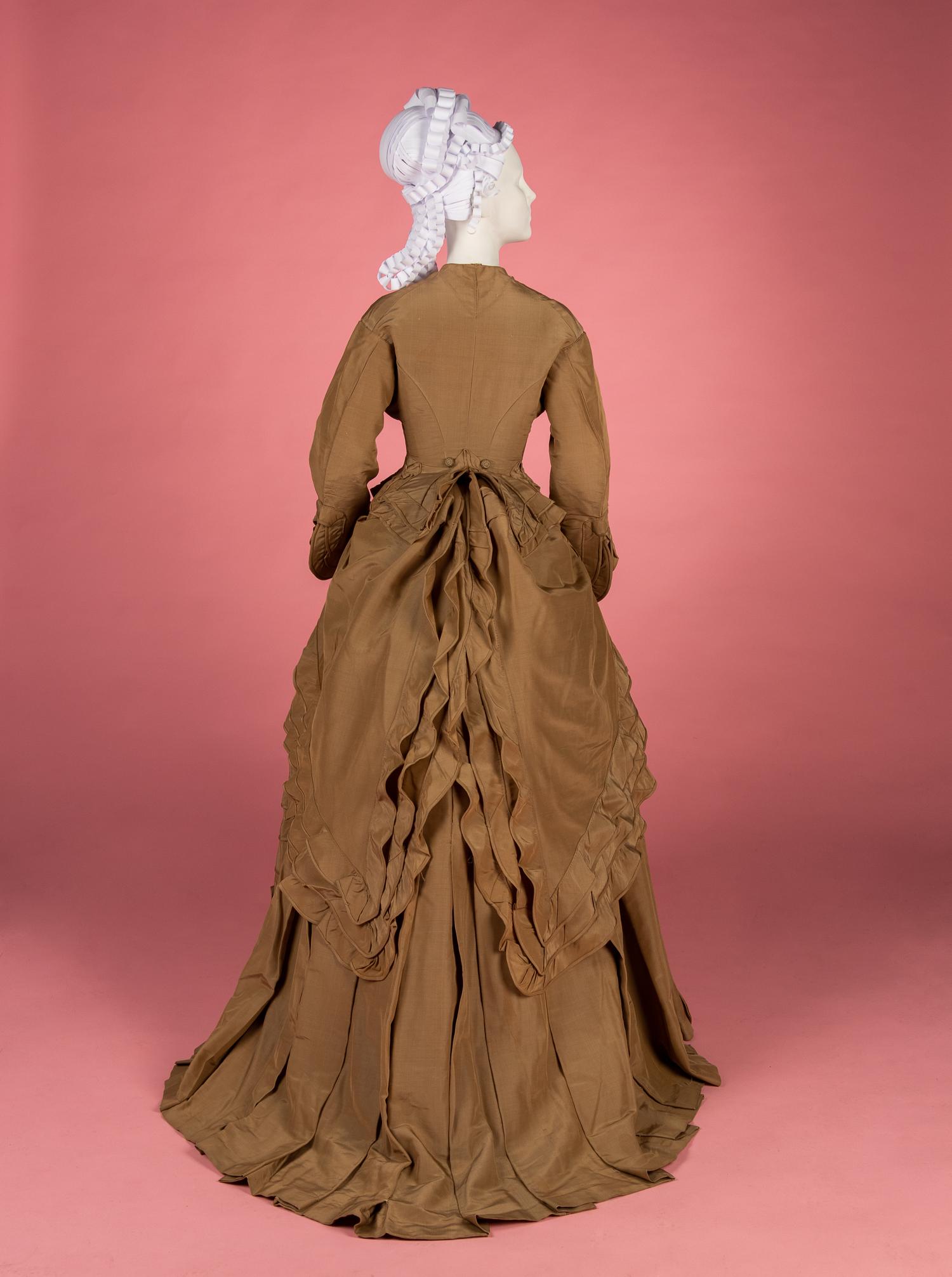 Two Silk Taffeta Day Dresses, 1870s