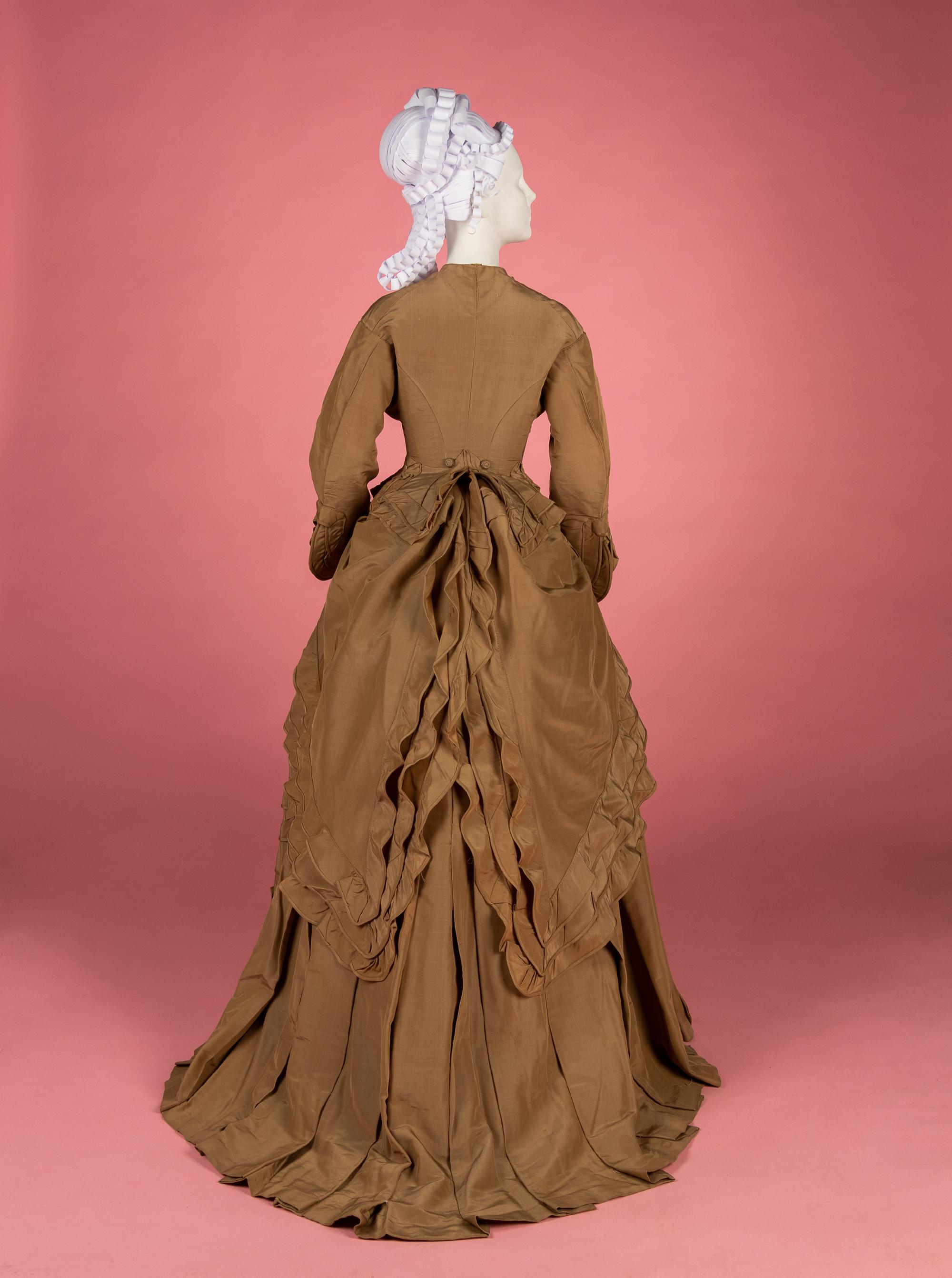 Two Silk Taffeta Day Dresses, 1870s
