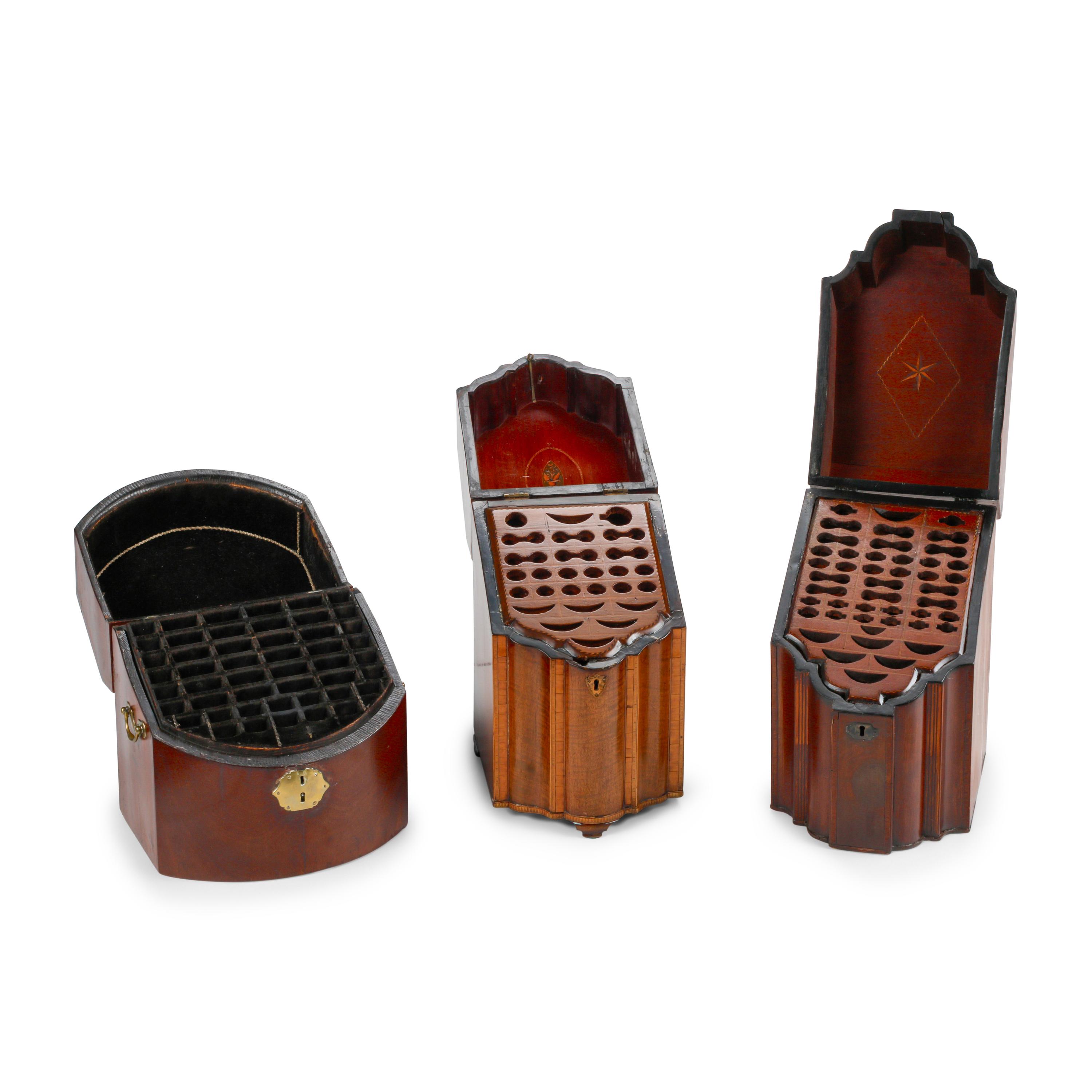 Three George III Mahogany Cutlery Boxes