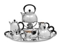 A Gundorph Albertus Designed Georg Jensen Silver Eight-Piece Tea and Coffee Service