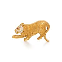 YELLOW GOLD AND DIAMOND TIGER BROOCH