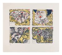 Tardieu, Dame Taride, Taches d'exclamation, Quatre arrondissements, and Le Layetier (5 works), ca. 1982-1990