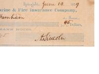 LINCOLN, Abraham (1809-1865). Personal check signed ("Abraham Lincoln"). Springfield, [IL], 10 June 1859.