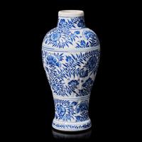 A Chinese Blue and White Porcelain Baluster Vase, Kangxi Period 清康熙 青花花卉紋瓶