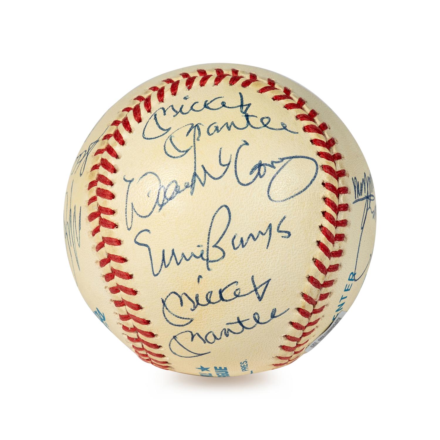 An Original 11 Subject 500 Home Run Club Signed Autograph Baseball With Two Mickey Mantle Signatures (Beckett Authentication Services BAS Certified)