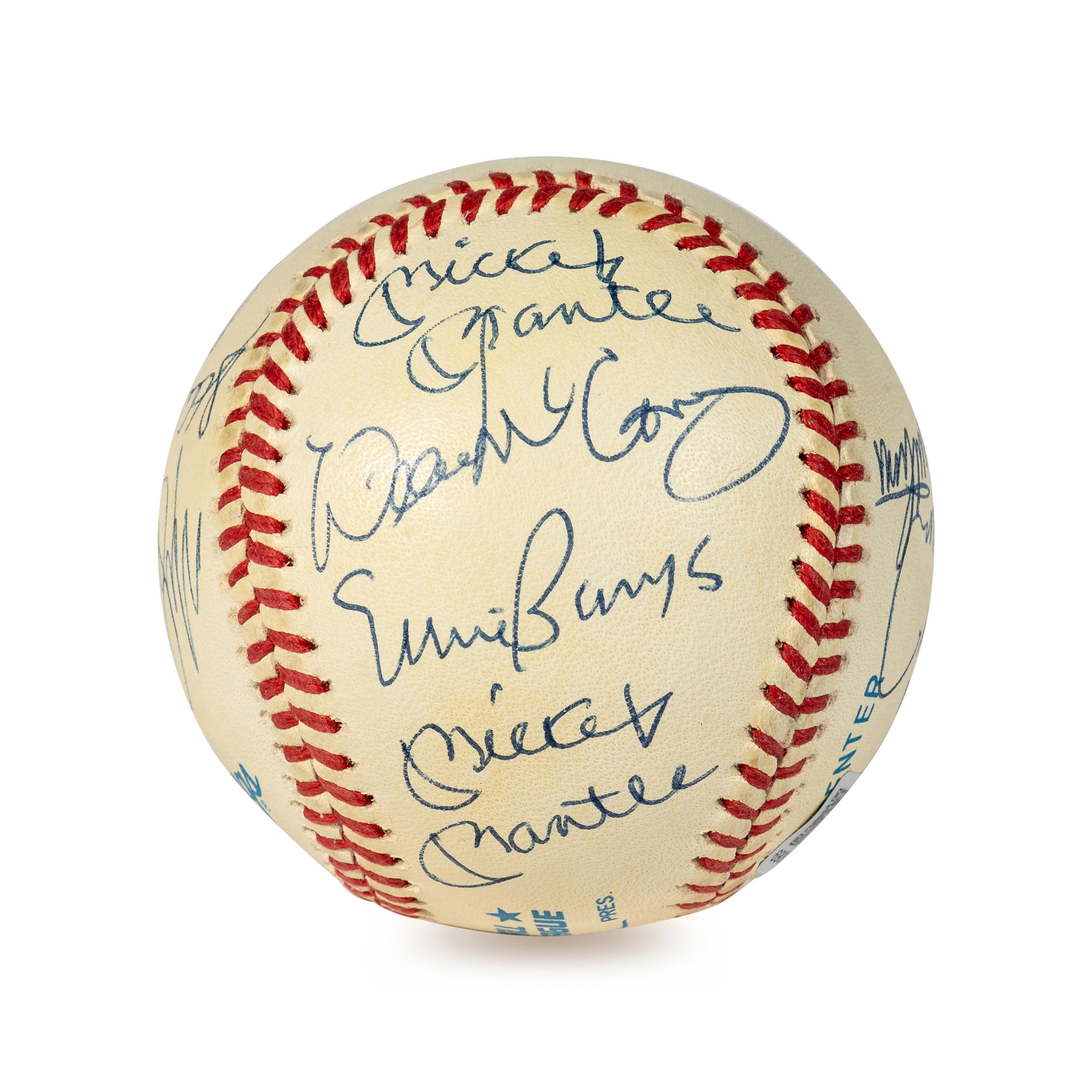 An Original 11 Subject 500 Home Run Club Signed Autograph Baseball With Two Mickey Mantle Signatures (Beckett Authentication Services BAS Certified)
