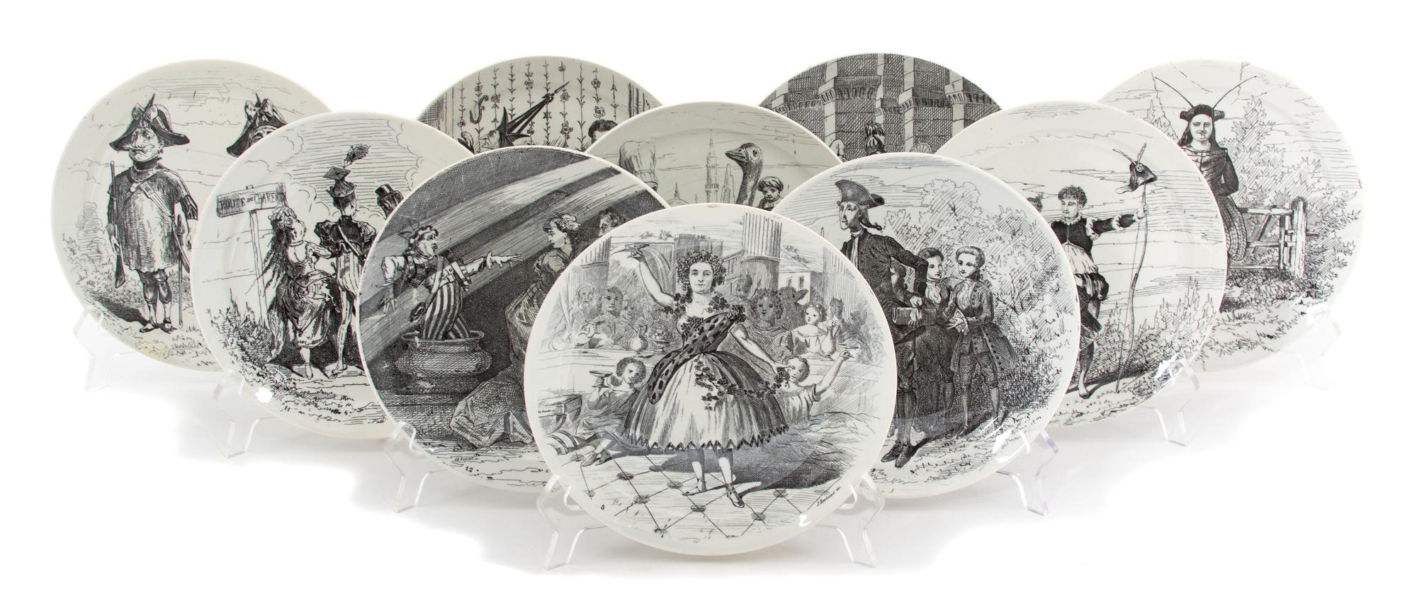 A Set of Ten Creil et Montereau Faience Plates Diameter 8 inches. — 19TH CENTURY