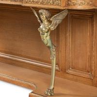 An Empire Style Gilt Bronze Mounted Oak and Rouge Marble-Top Console Desserte