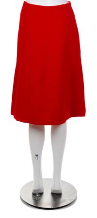 An Hermès Vintage Red Wool Skirt, No size.