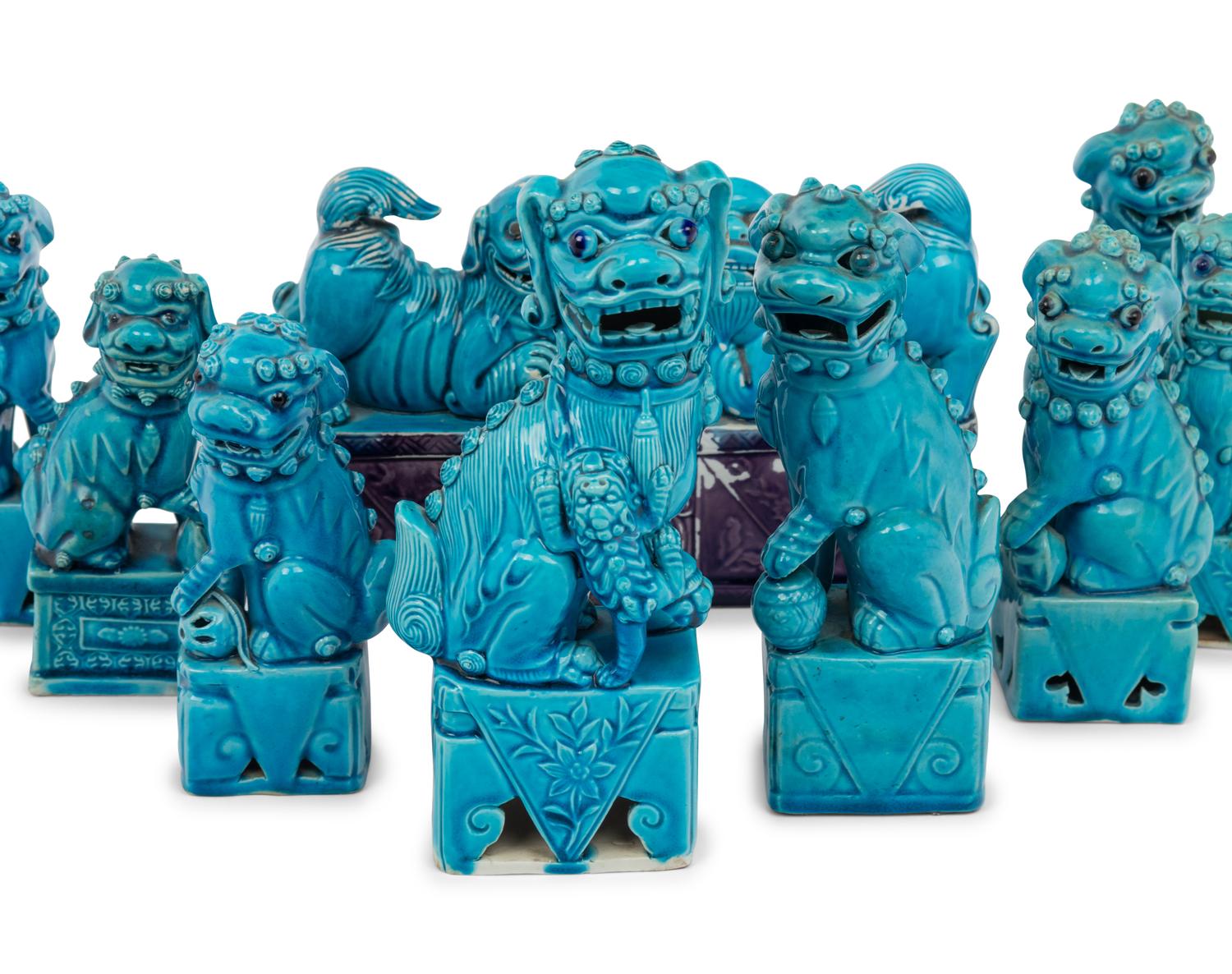 Five Pairs of Chinese Porcelain Figures of Fu Lions