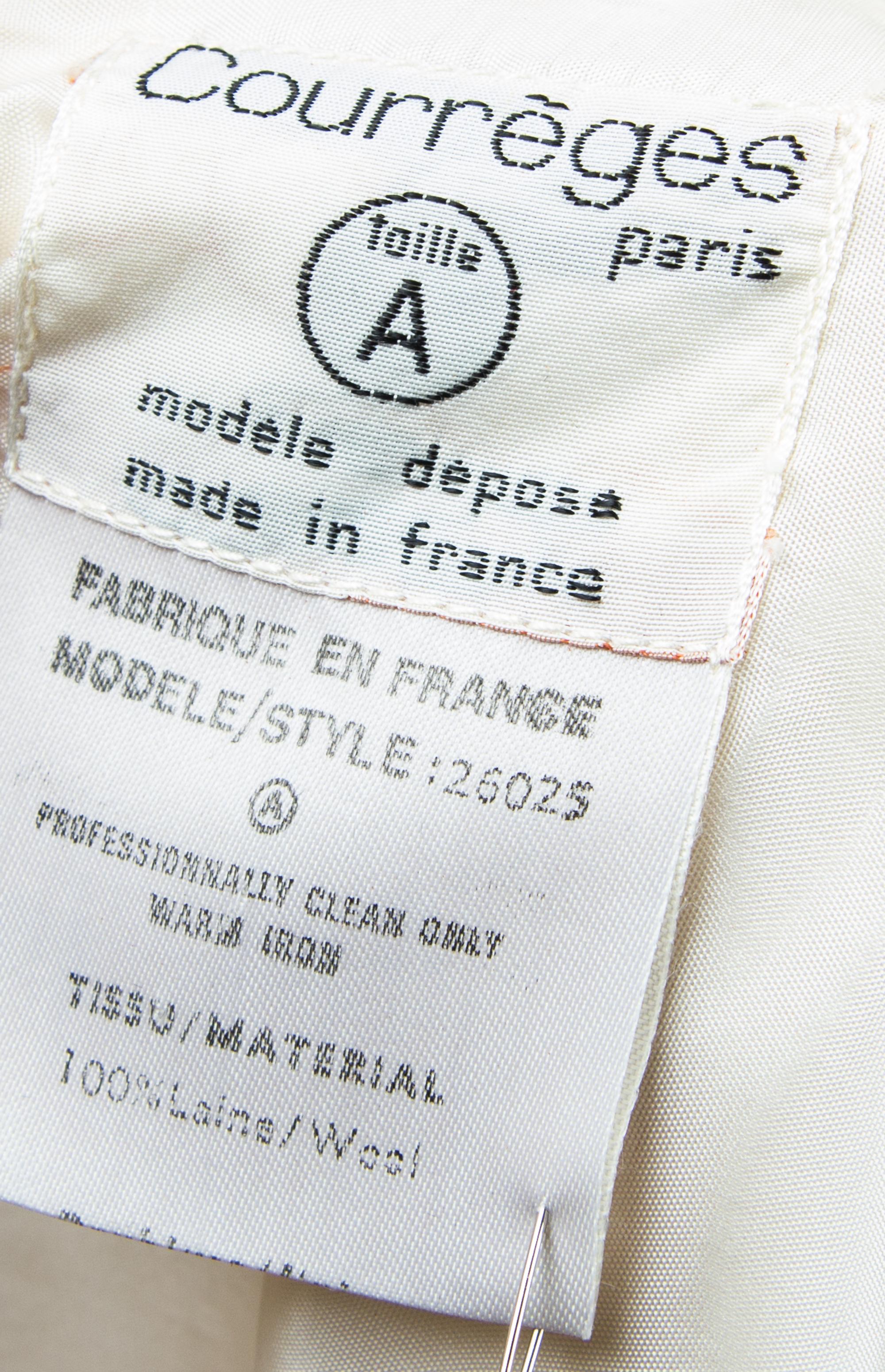 A Courreges Cream Wool Dress, Size A.