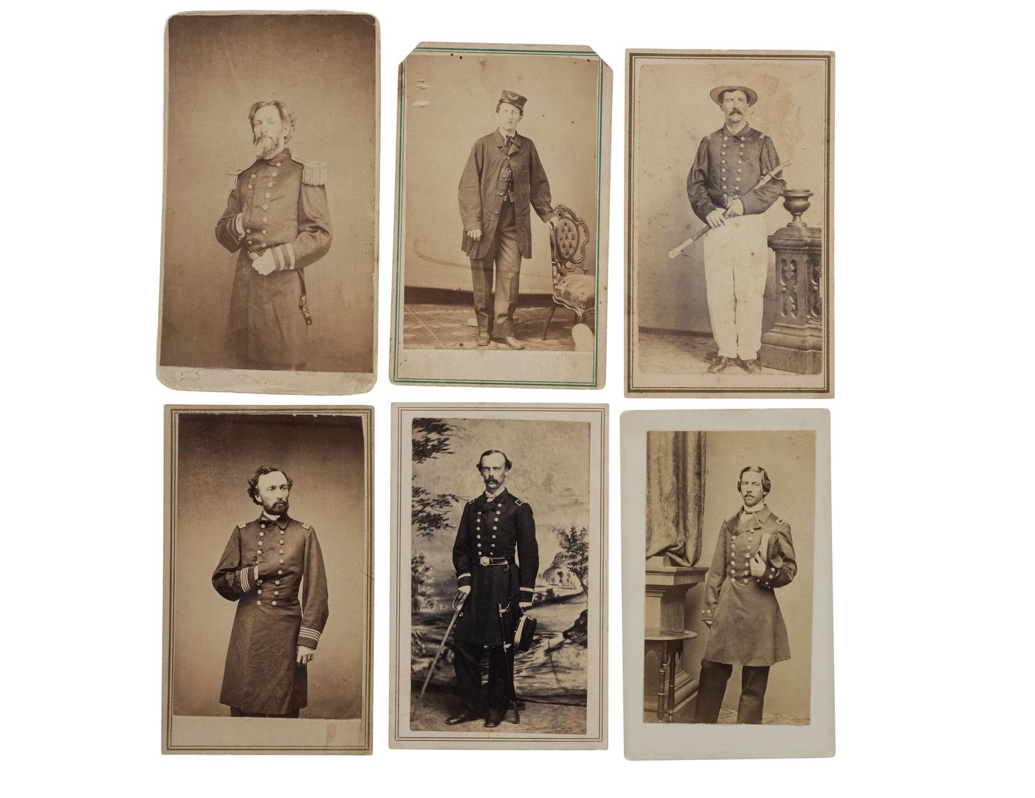 [CIVIL WAR]. A group of 6 CDVs of unidentified Navy officers, comprising: