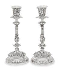 A Pair of Buccellati Silver Candlesticks