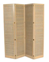 A Contemporary Limed Oak Four-Panel Screen Each panel height 79 x width 18 inches. — 20TH CENTURY
