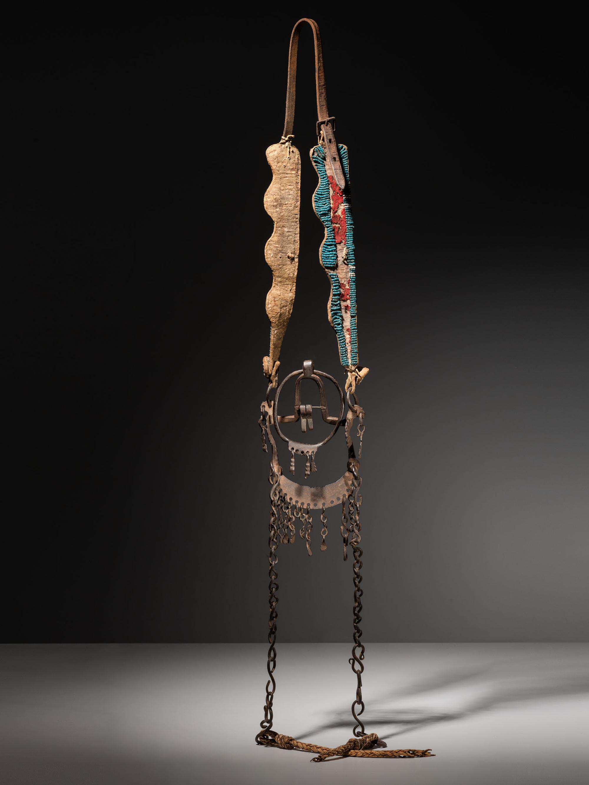 Sioux Beaded Buffalo Hide Headstall, with Ring Bit