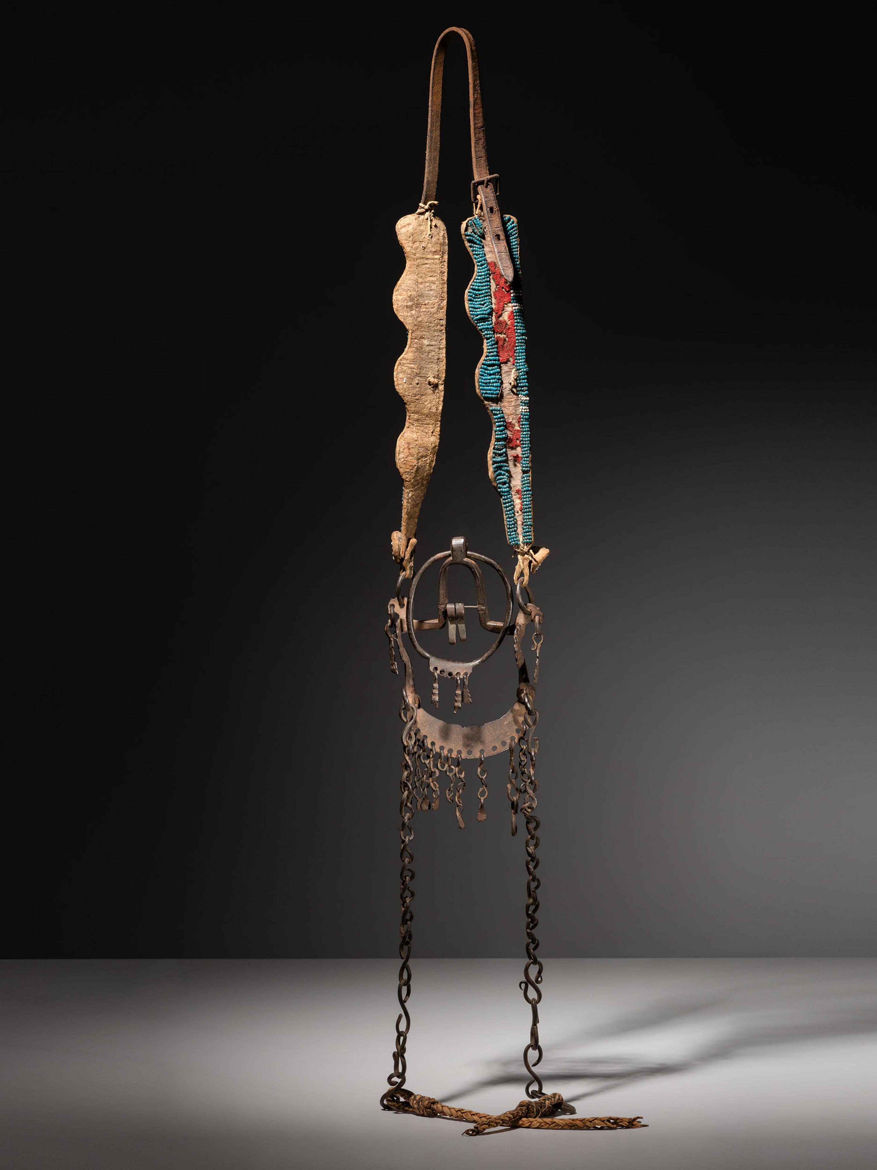 Sioux Beaded Buffalo Hide Headstall, with Ring Bit