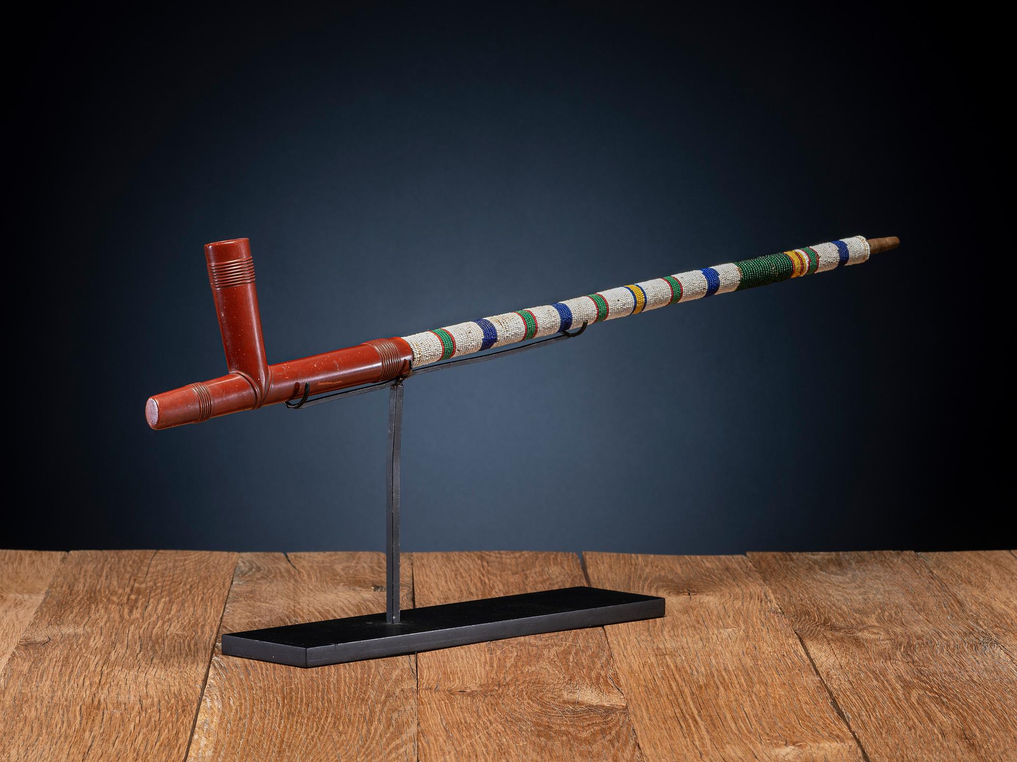 Sioux Beaded Pipe Stem, with Catlinite Pipe Bowl