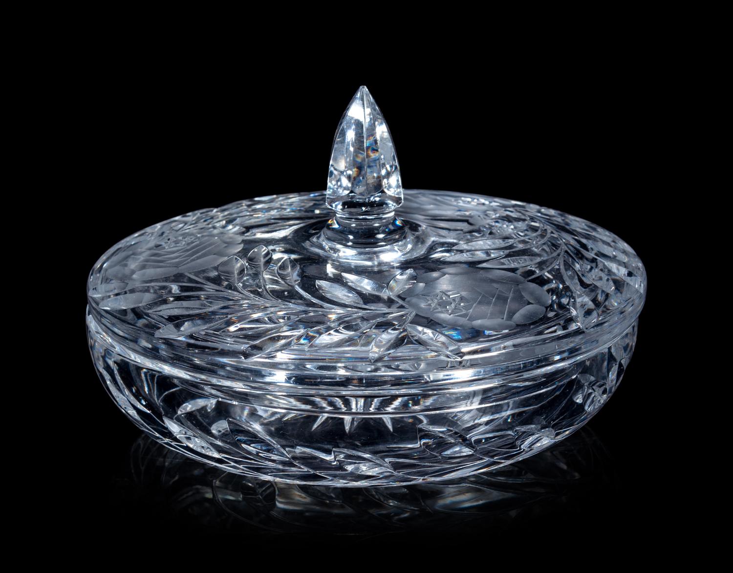 A Group of Eleven Cut and Molded Glass Serving Articles