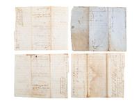 [SLAVERY & ABOLITION]. A group of court documents from Kentucky highlighted by a writ of execution against William I. Thompson for "gambling with [a] negro." Taylor County, Kentucky. 15 March 1856.