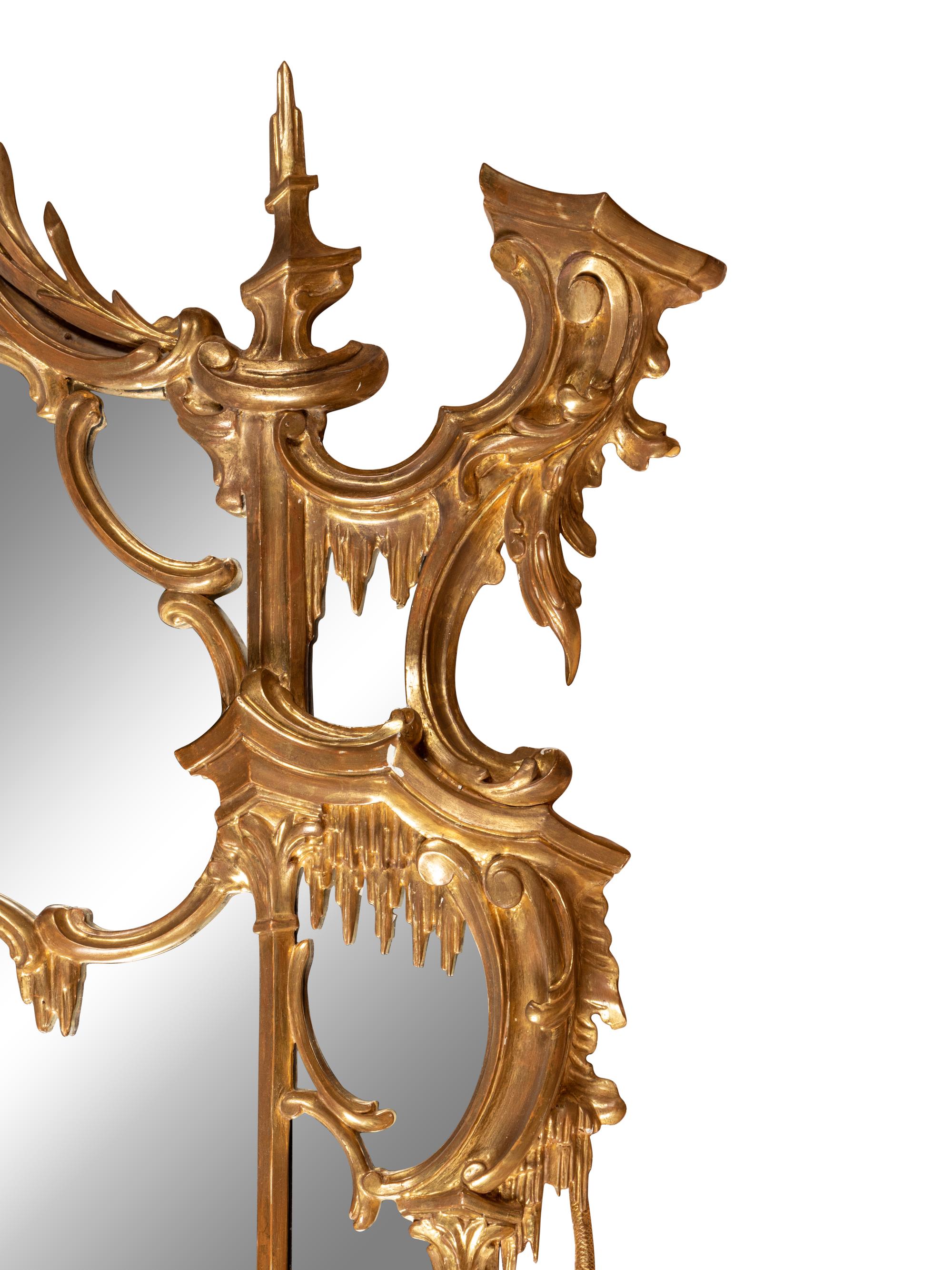 A Chinese Chippendale Giltwood Mirror