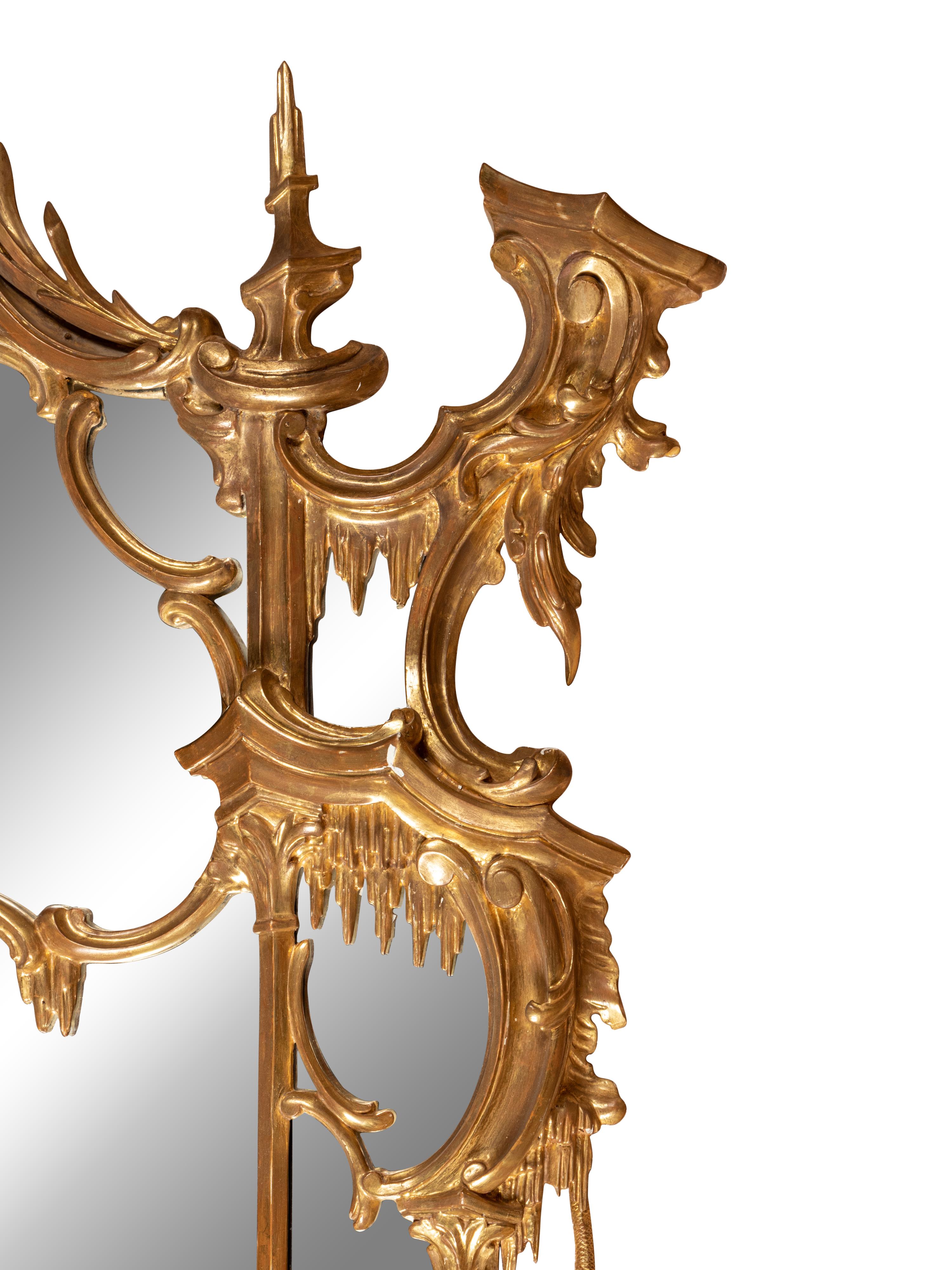 A Chinese Chippendale Giltwood Mirror