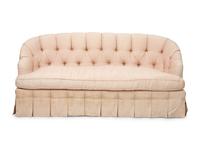 A Button-Tufted Silk Upholstered Settee