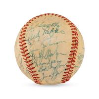 A 1957 World Series Champions Milwaukee Braves Team Signed Autograph Baseball Including Hank Aaron (JSA Letter of Authenticity),