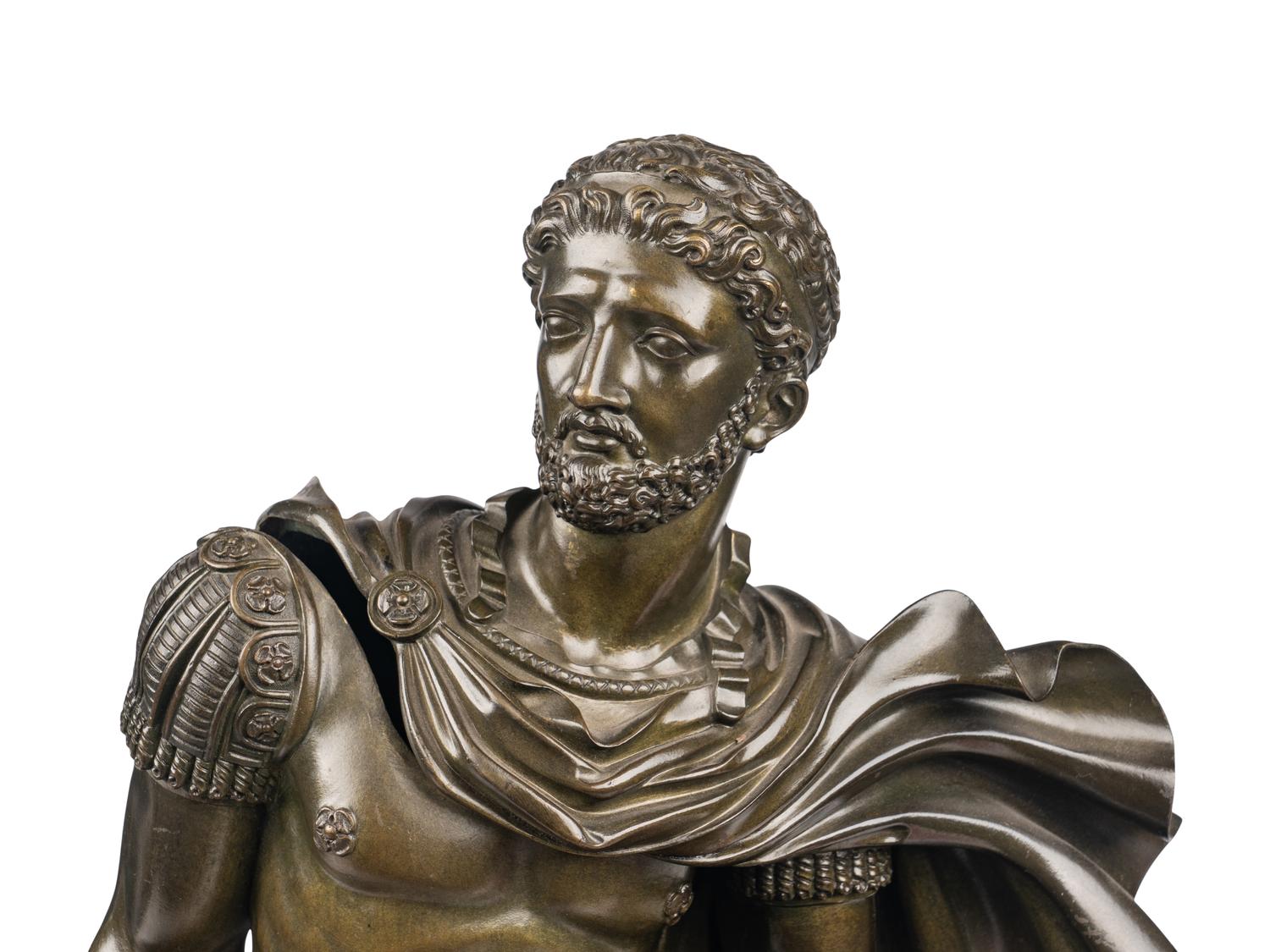 An Empire Gilt and Patinated Bronze Figural Mantel Clock