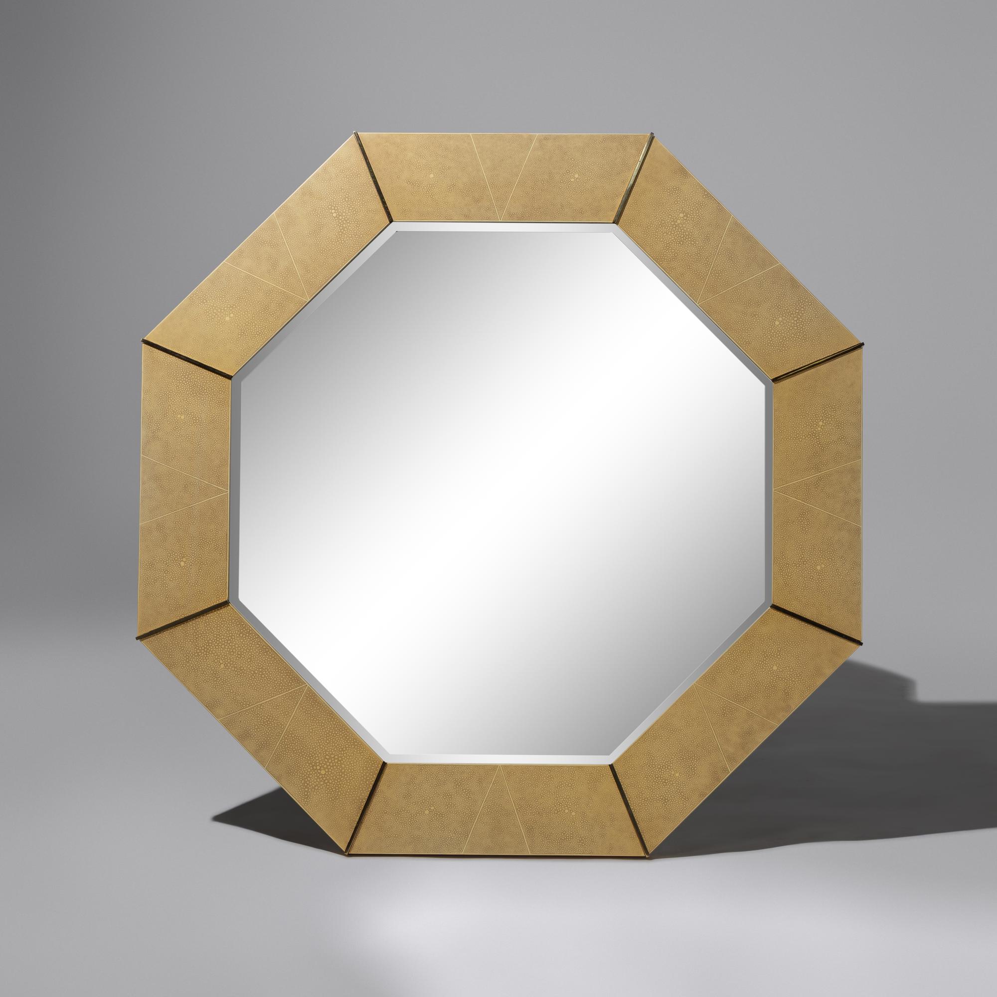 Faux-Shagreen and Brass mirror, c. 1970