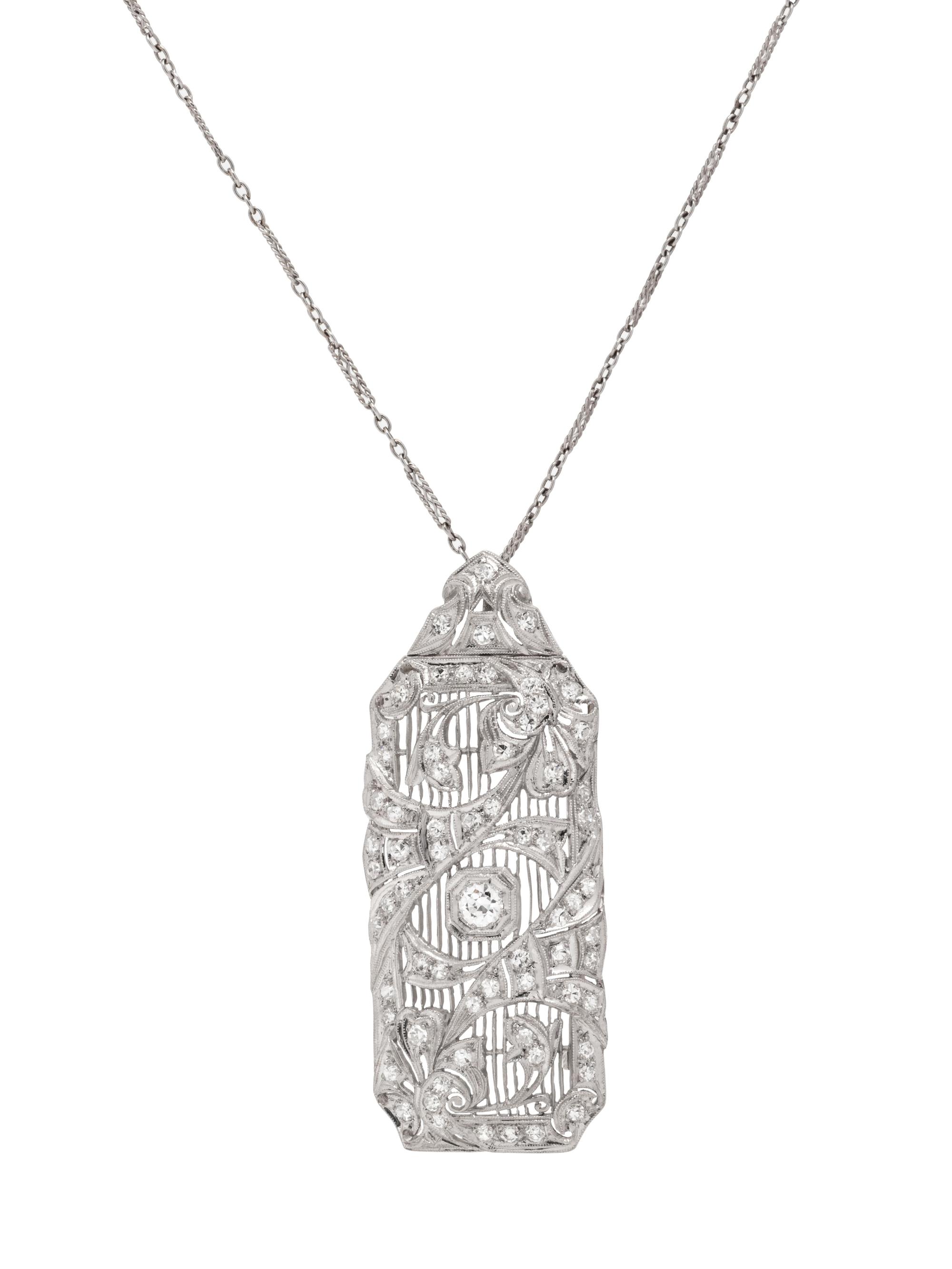 ART DECO, DIAMOND PENDANT BROOCH