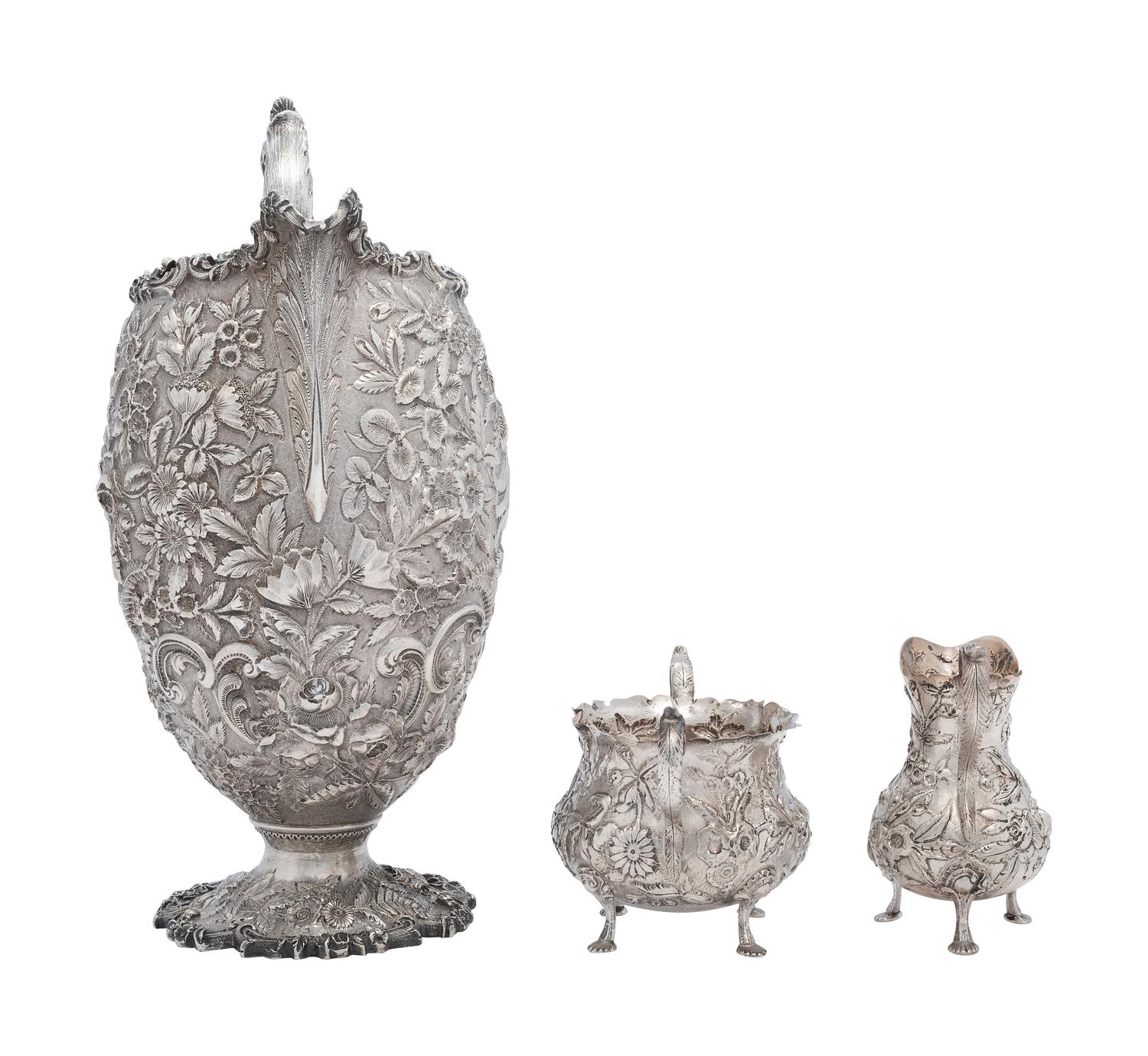 Three American Silver Repousse Table Wares