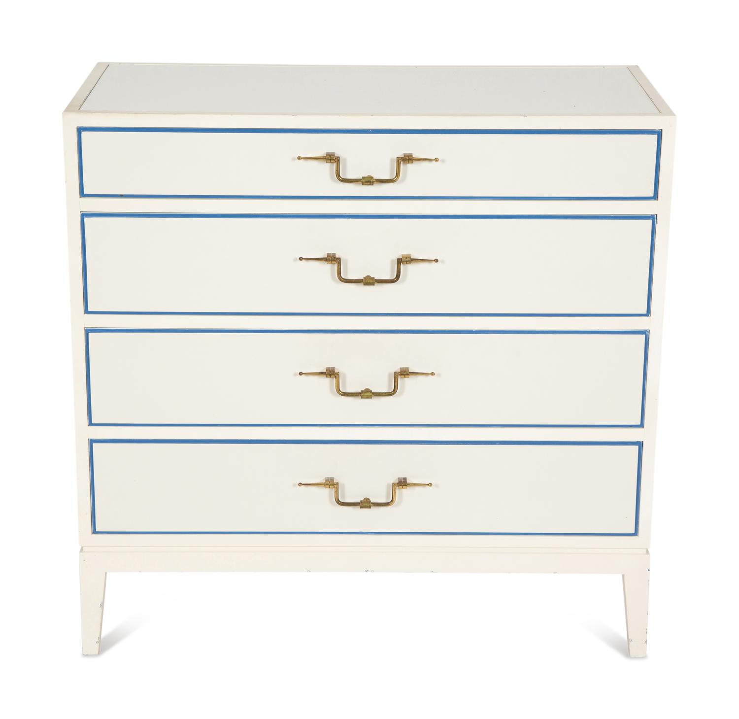 A Tommy Parzinger White Lacquer Commode