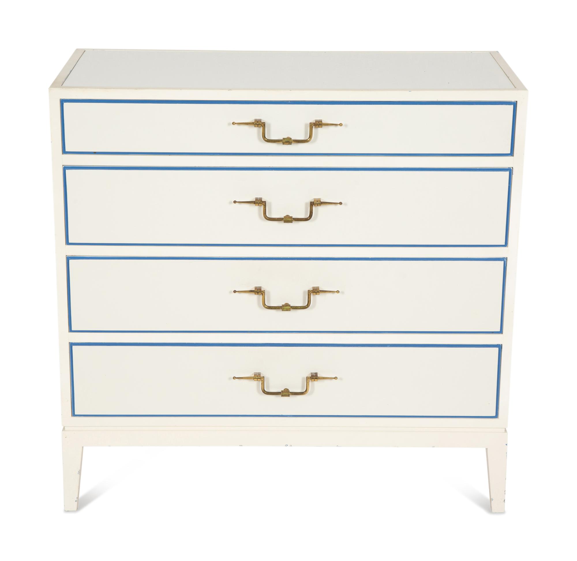 A Tommy Parzinger White Lacquer Commode