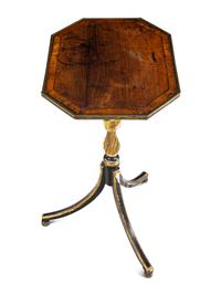 A Pair of Late George III Rosewood, Satinwood, Ebonized and Parcel-Gilt Side Tables