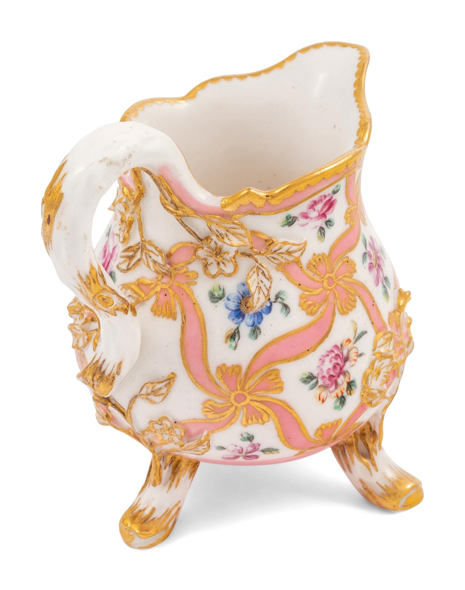 A Sèvres Pink-Ground Porcelain Footed Cream Jug ( Pot-à-Lait 'à Trois Pieds', 3ème Grandeur )