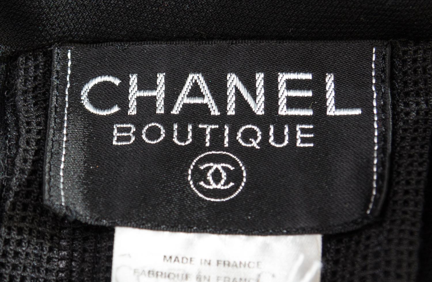 A Chanel Black Wool Pleated Suit, Size 40.