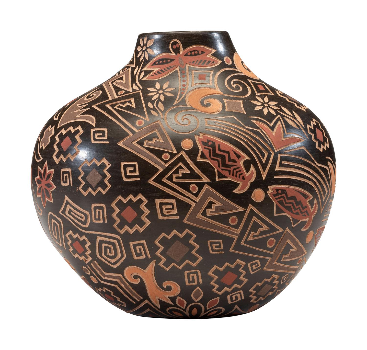 Polychrome Pottery Vase, Collabrative Work