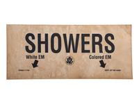 [SEGREGATION]. " White " and " Colored " showers sign. Department of the Army, n.d.