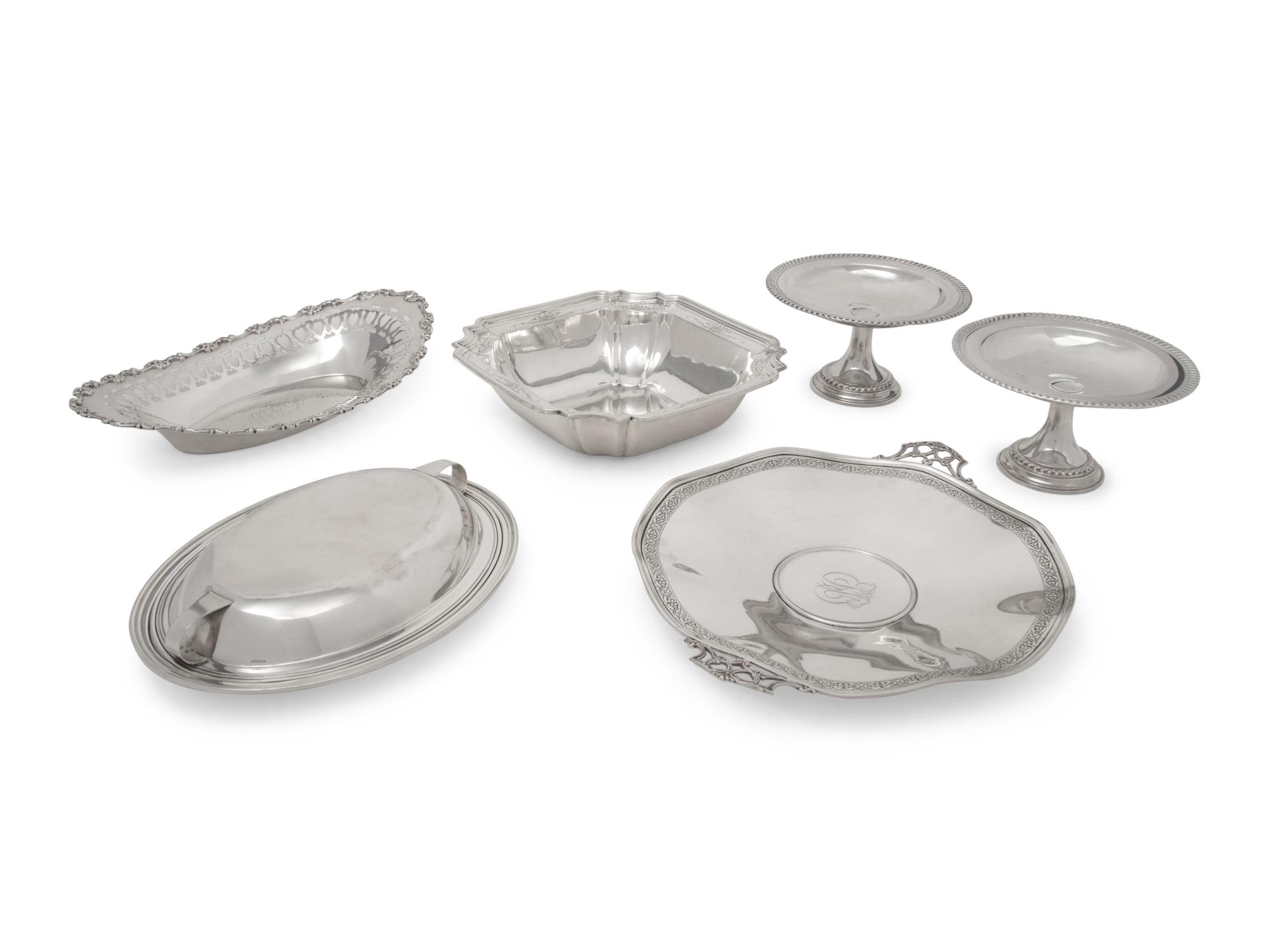 Six American Silver Serving Articles