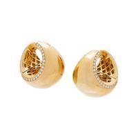 YELLOW GOLD AND DIAMOND HUGGIE HOOP EARRINGS